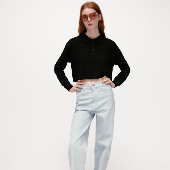 BLACK LONG SLEEVE POLO - Picture 2 of 3